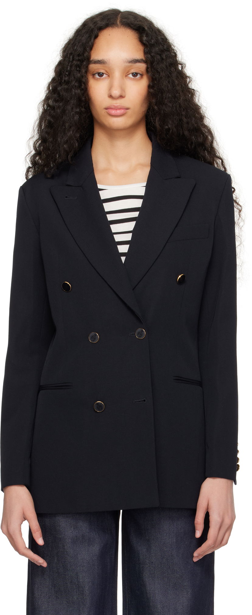 Takki A.P.C. A.P.C. Anastasia Barbieri Edition Double-Breasted Blazer Tummansininen | COHEY-F03226