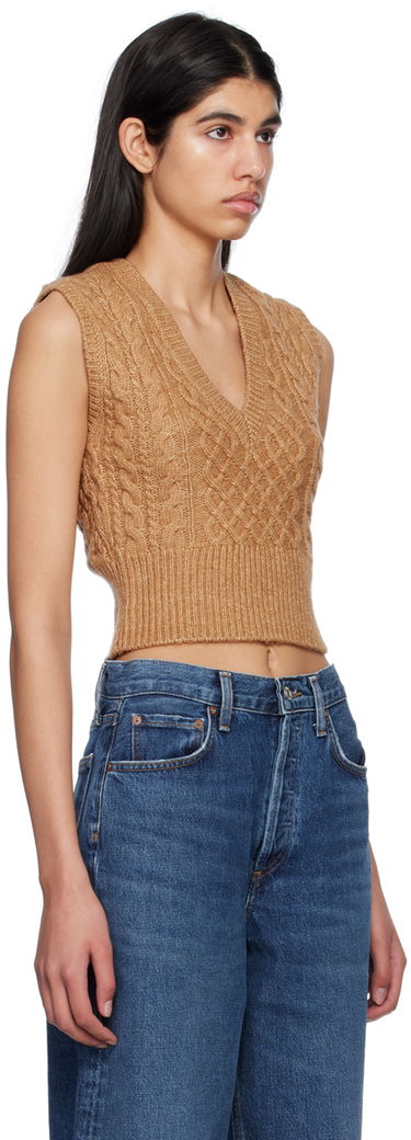 Villapaita rag & bone Elizabeth Cable Knit Vest Ruskea | WAS22HS031SM31, 1