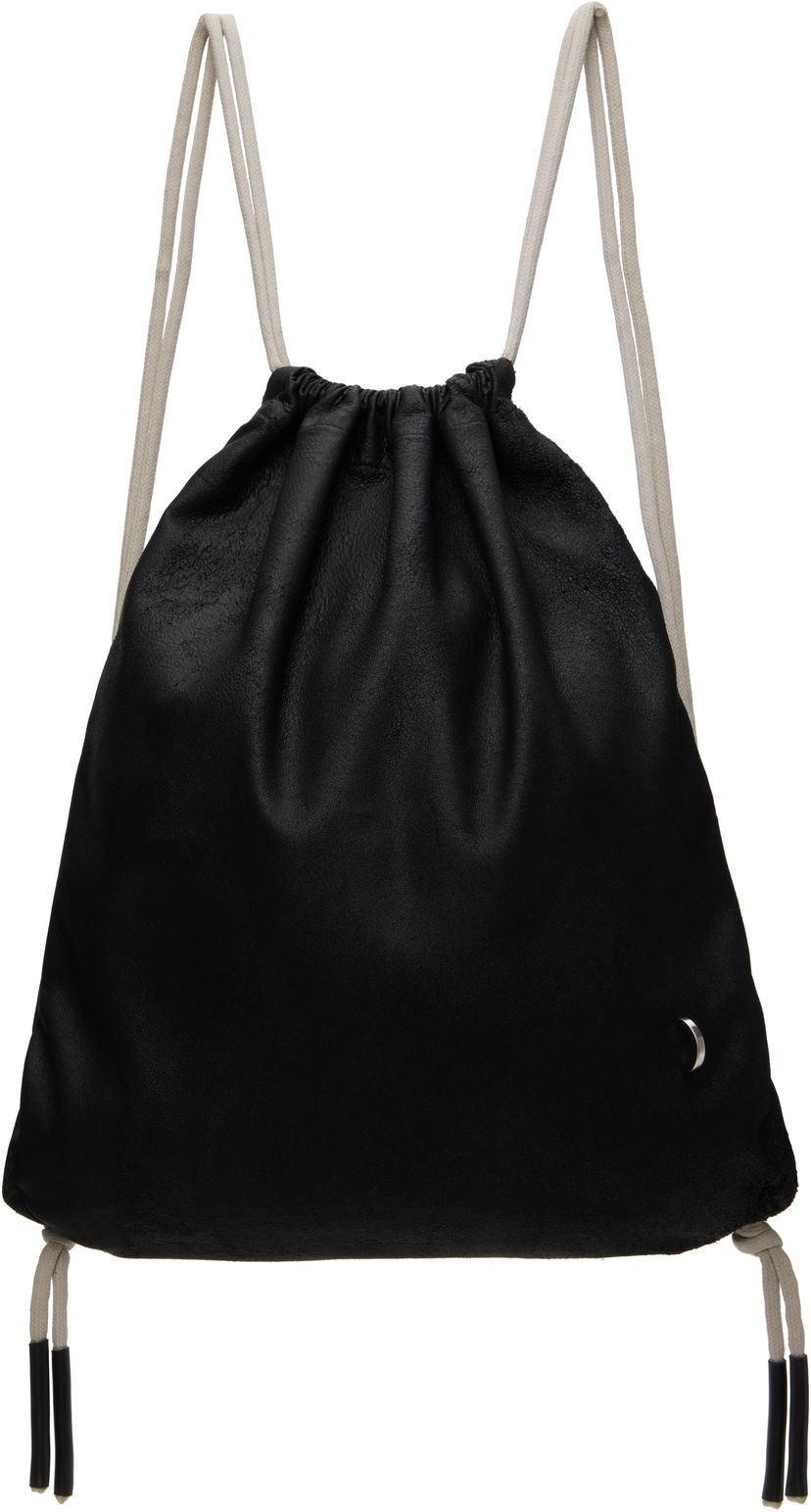 Gymsack Rick Owens Rick Owens Hollywood Drawstring Backpack Musta | RA01E0675 LCN