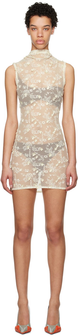 Mekko Ottolinger Ottolinger Floral Tulle Mini Dress Beige | 1901301