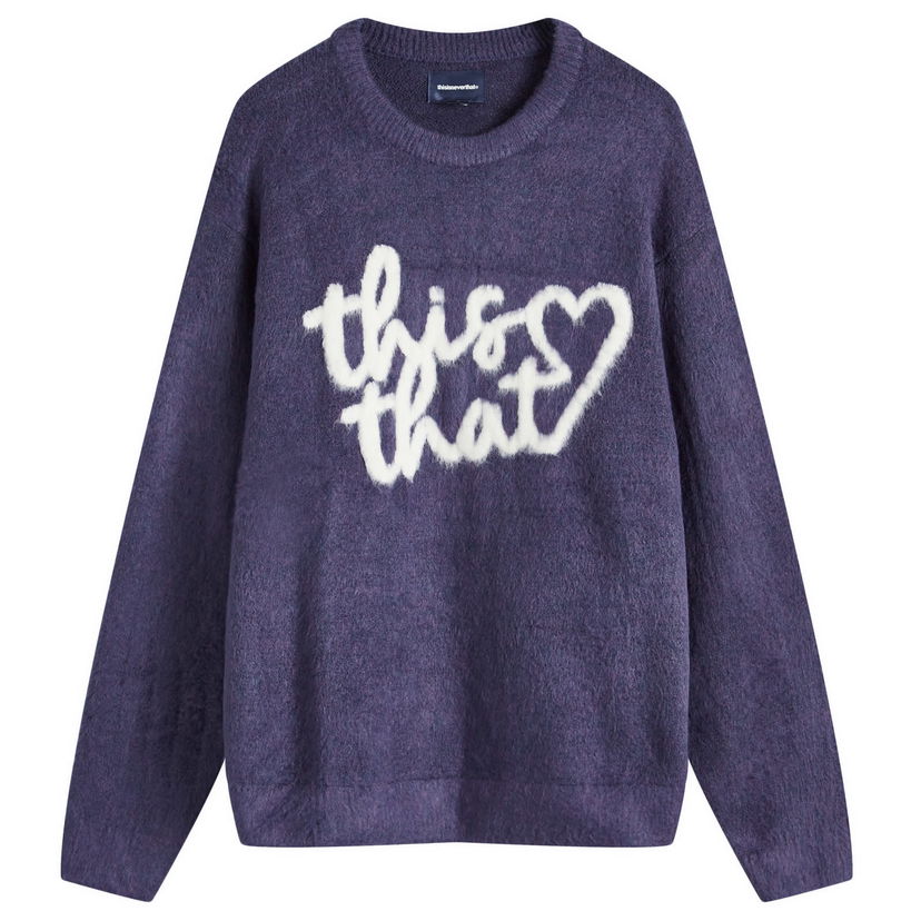 Villapaita thisisneverthat Logo Knit Sweat, Size Large Violetti | TN243KKNPK11-PUR