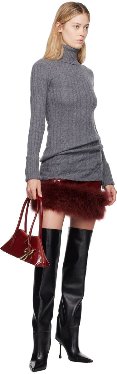 Mekko Blumarine Blumarine Turtleneck Dress With Fur Harmaa | A422A505A, 3