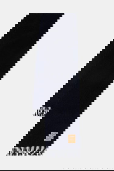 Huivi GANNI Double Face Wool Solid Fringed Scarf Tummansininen | A6931, 0
