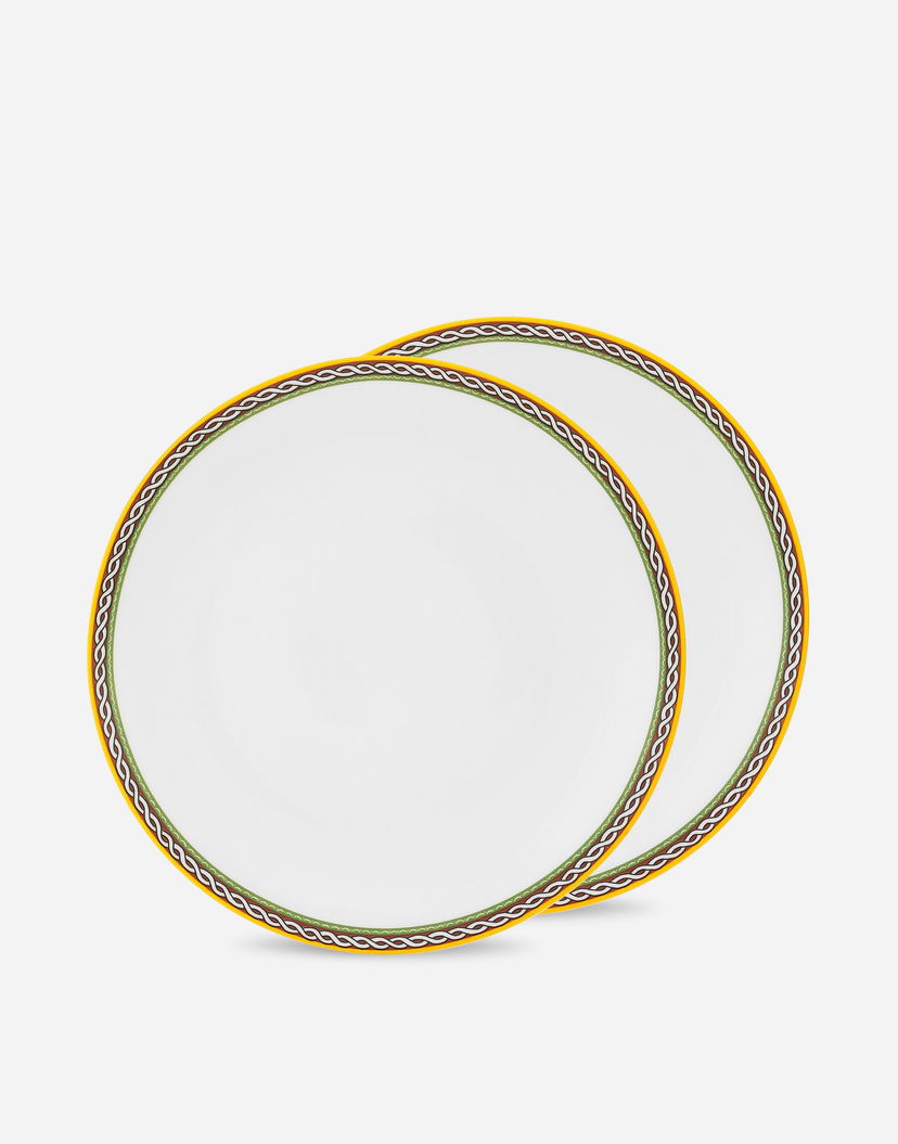 Kodin sisustus Dolce & Gabbana Set of 2 Porcelain Dinner Plates Valkoinen | TC0S04TCALIUC152