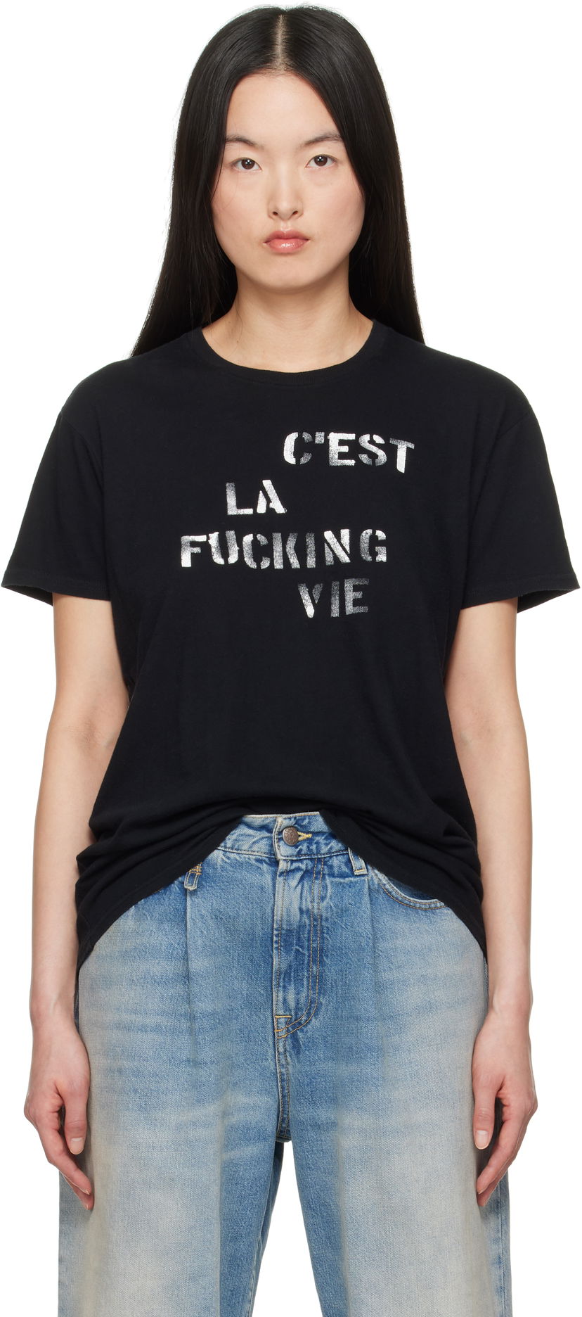 T-paita R13 R13 'C'est La Fucking Vie' Boy T-Shirt Musta | R13WK001-K123A
