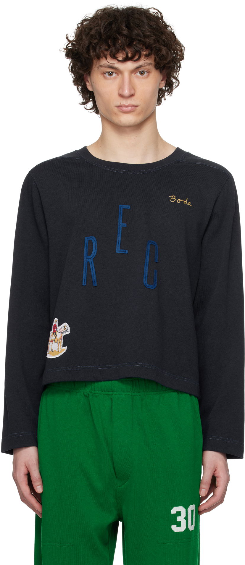 Crop top Bode Bode Rec Pullover Sweatshirt Tummansininen | MRS25CS057