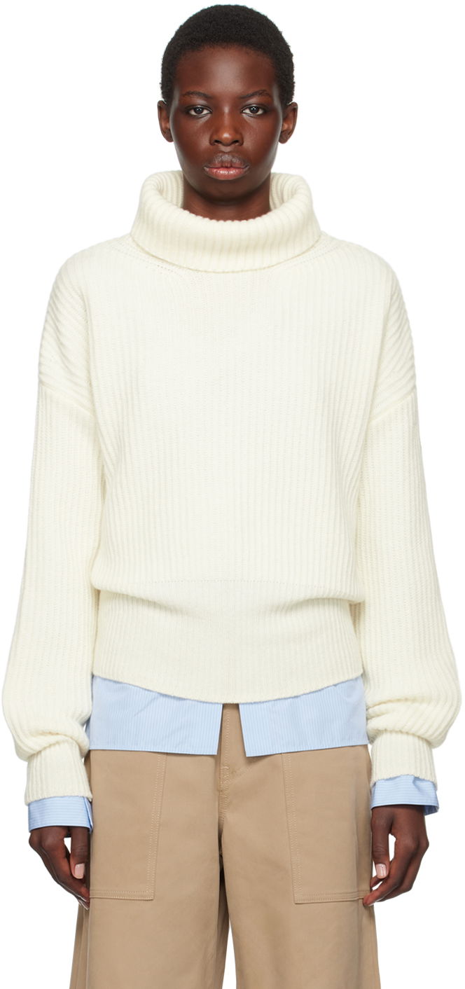 Villapaita Moncler White Patch Turtleneck Valkoinen | J20939F00019M1241