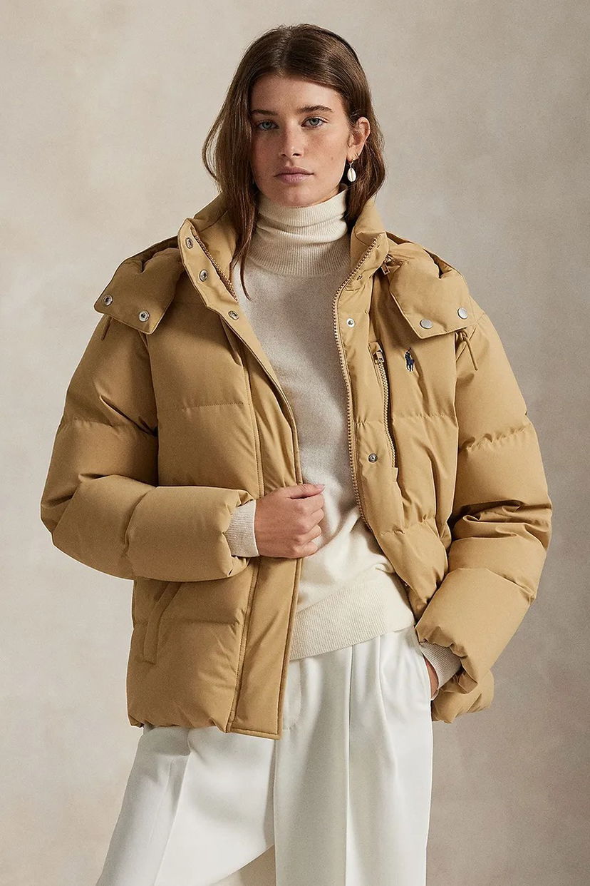 Puffer takki Polo by Ralph Lauren Winter Matte Poly Down Puffer Jacket Beige | 211971190001