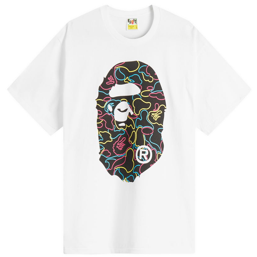 T-paita BAPE Neon Camo Big Ape Head Tee Valkoinen | 001TEL301039M-WHT