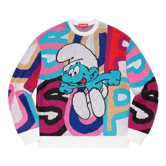 Villapaita Supreme Knitted Cartoon Character Sweater Valkoinen | SUP-FW20-160