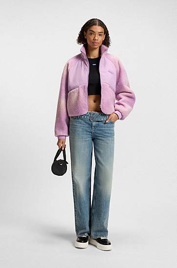 Takki BOSS Cloud-Print Teddy Jacket with Panels Violetti | 50541233, 1