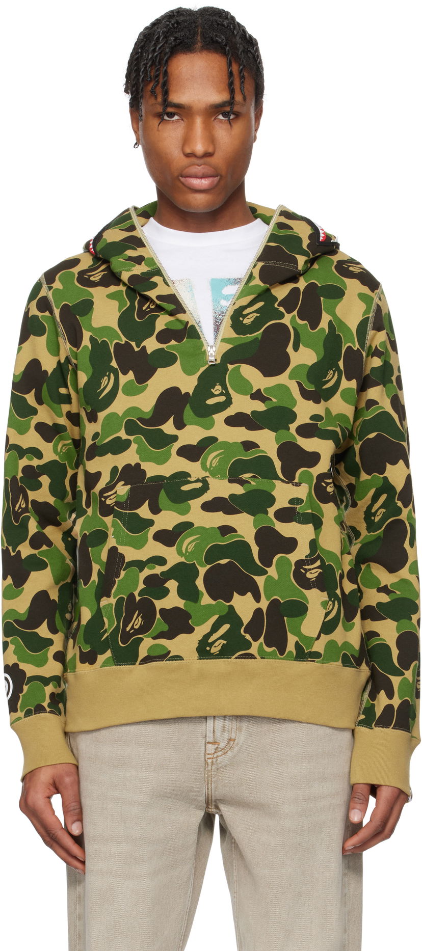 Huppari BAPE A Bathing Ape ABC Camo Shark Half Zip Hoodie Vihreä | 001PPK801010M