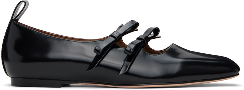 Mekko SHUSHU/TONG SHUSHU/TONG Double Bow Mary Jane Ballerina Flats Musta | MWDDAC04 LEA001