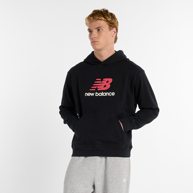 Huppari New Balance Essentials Stacked Logo Hoodie Musta | NBMT51512BK, 0