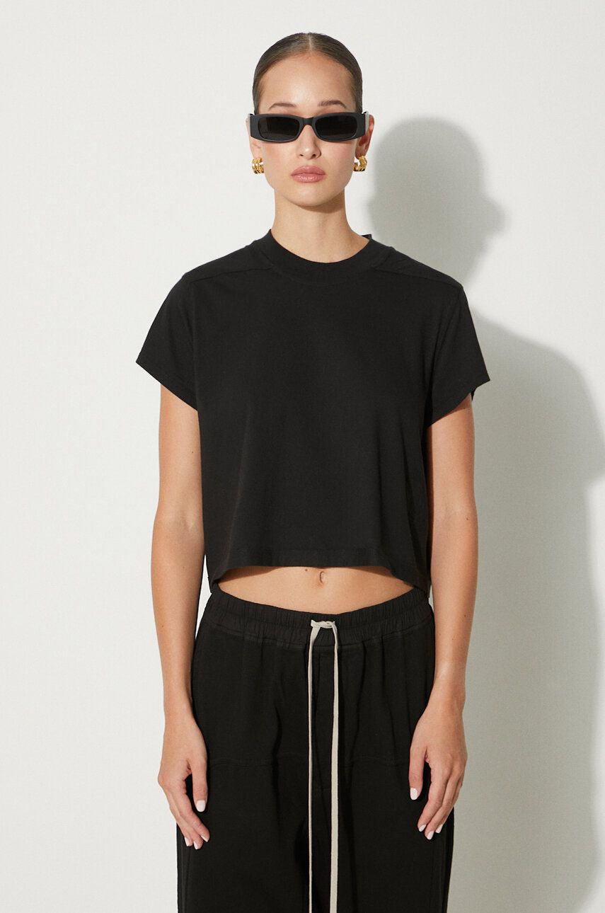 T-paita Rick Owens Cropped Small Level T-Shirt Musta | DS02D2207.RN, 0