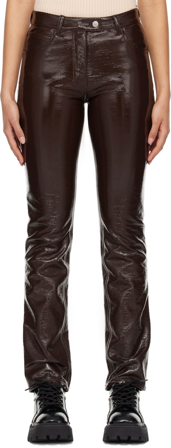 Housut Courrèges Five-Pocket Vinyl Trousers Ruskea | PERCPA013VY0003
