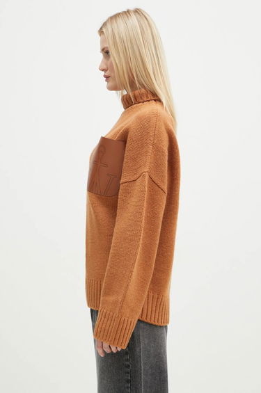 Villapaita JW Anderson JW Anderson Leather Patch Pocket Turtleneck Jumper Ruskea | KW1292.YN0367.619, 1