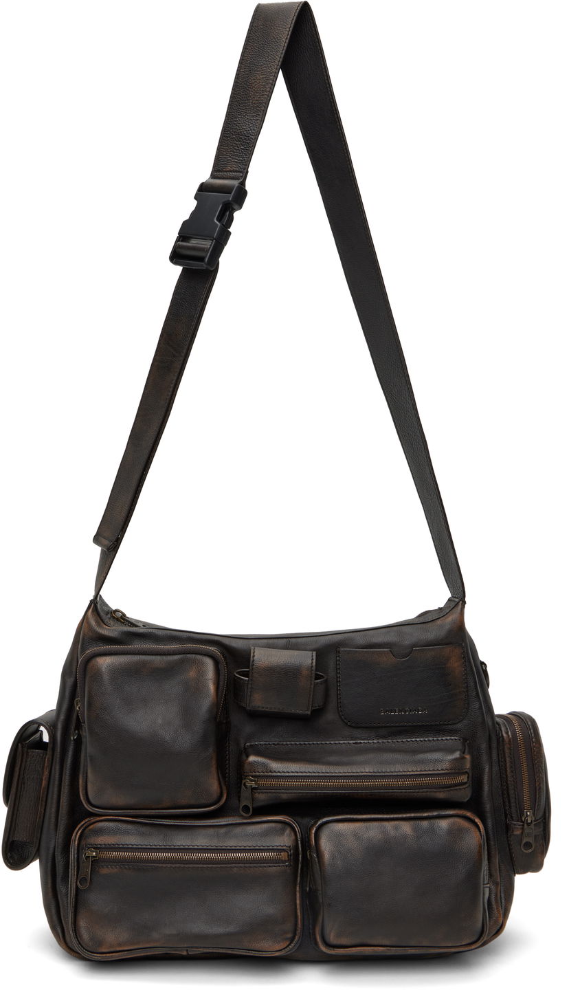 Olkalaukku Balenciaga Balenciaga Superbusy Multi-Pocket Leather Messenger Bag Ruskea | 7852972ABFZ