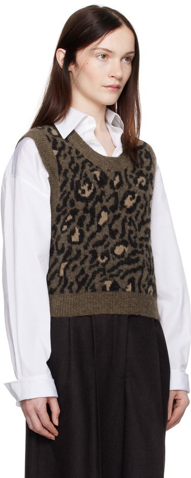 Villapaita A.P.C. Léana Knitted Leopard Print Vest Vihreä | WPAAO-F22325, 1