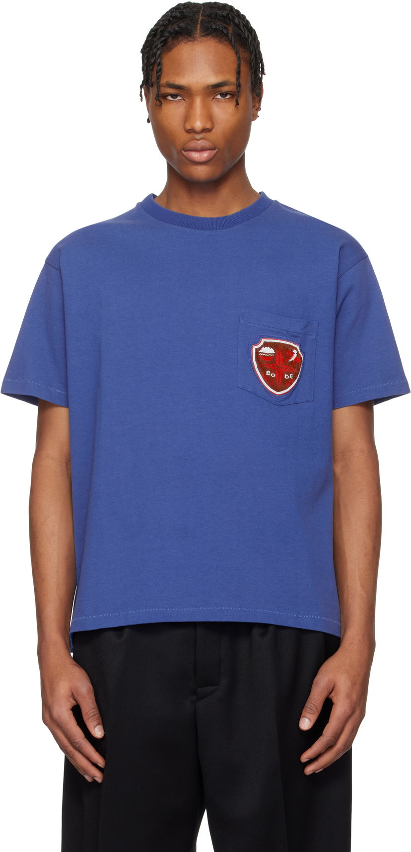 T-paita Bode Bode Crest Pocket T-Shirt Sininen | MRS25CS048