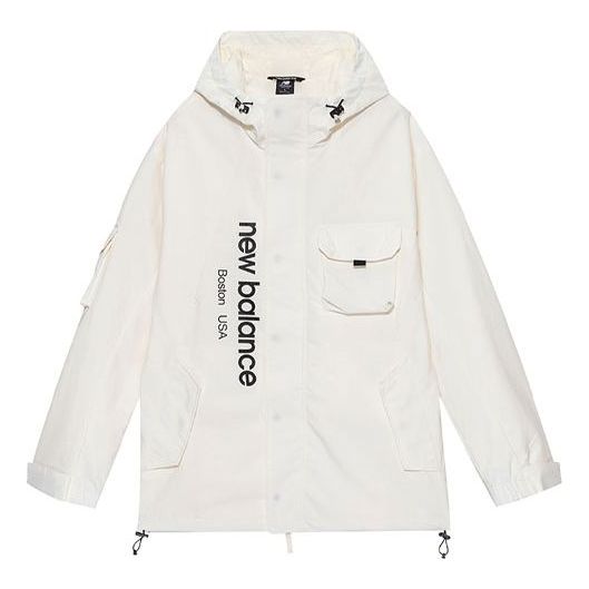 Tuulitakki New Balance Men's Logo Cargo Hooded Jacket Valkoinen | AMJ13392-IV