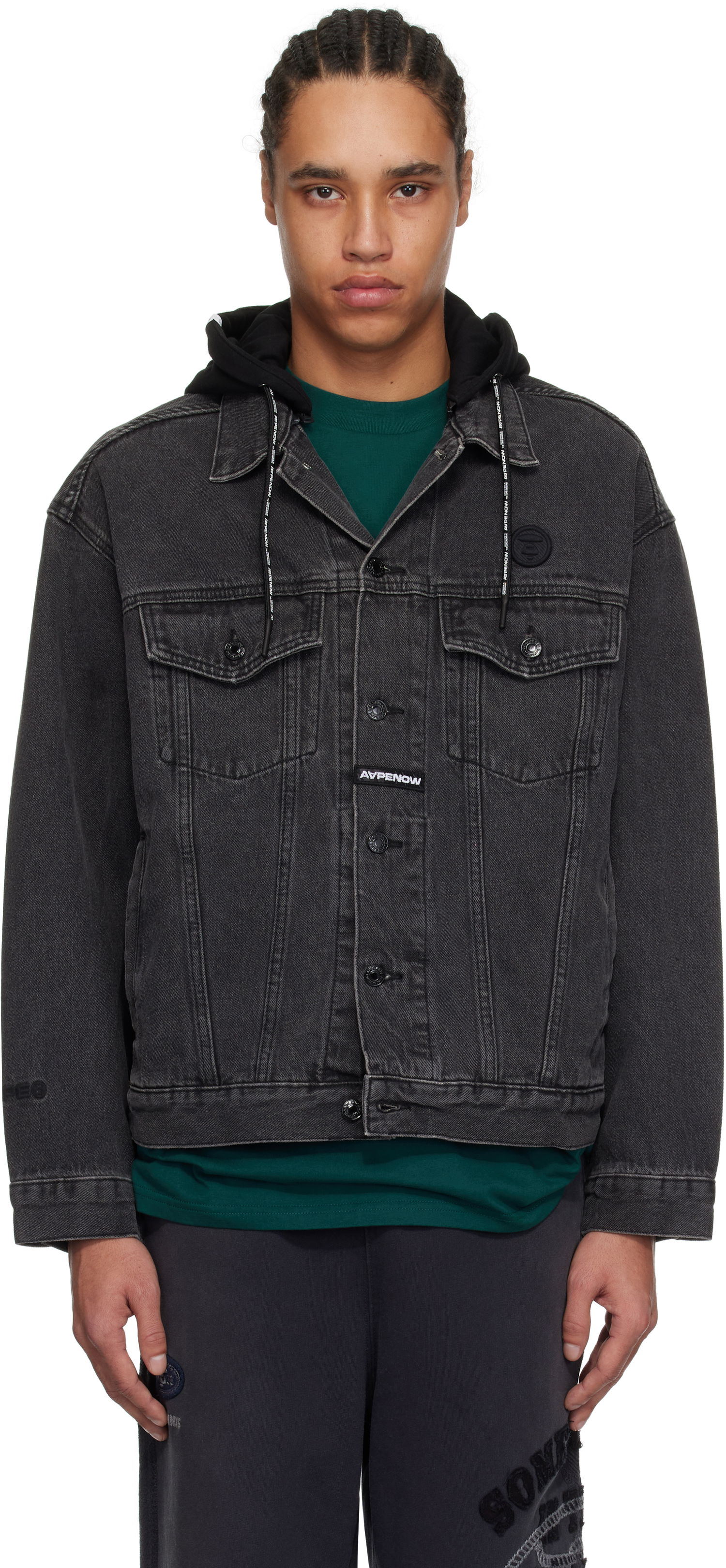 Takki AAPE by A Bathing Ape AAPE by A Bathing Ape 'AAPE Now' Denim Jacket Musta | AAPLJM7700XXNBKL, 0