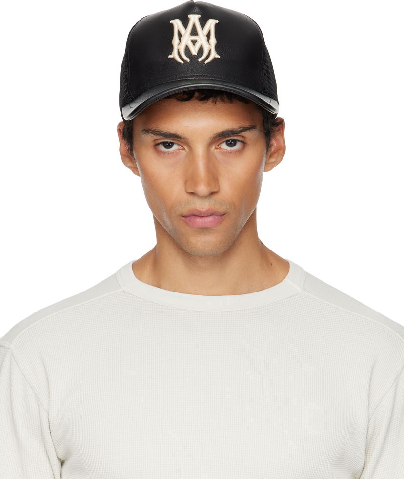 Korkki AMIRI AMIRI MA Leather Trucker Cap Musta | AMHATR1039
