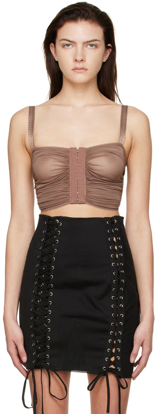 Tankkitoppi Dolce & Gabbana Brown Viscose Tank Top Ruskea | F751ST HU7J4