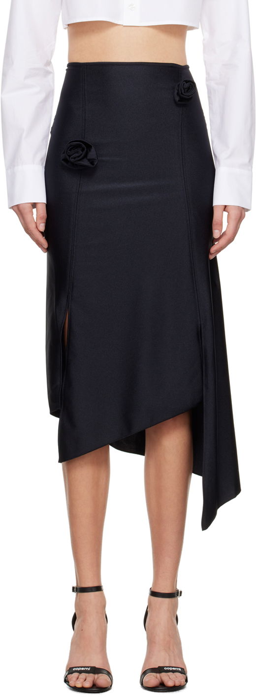 Hame Coperni Flower Detail Asymmetrical Midi Skirt Musta | COPJS30545