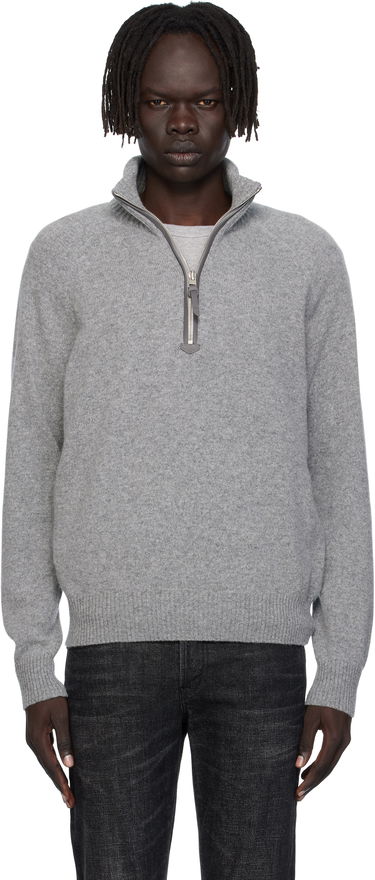 Villapaita Tom Ford TOM FORD Lambswool & Cashmere Half-Zip Sweater Harmaa | KFL004-YMW106, 0