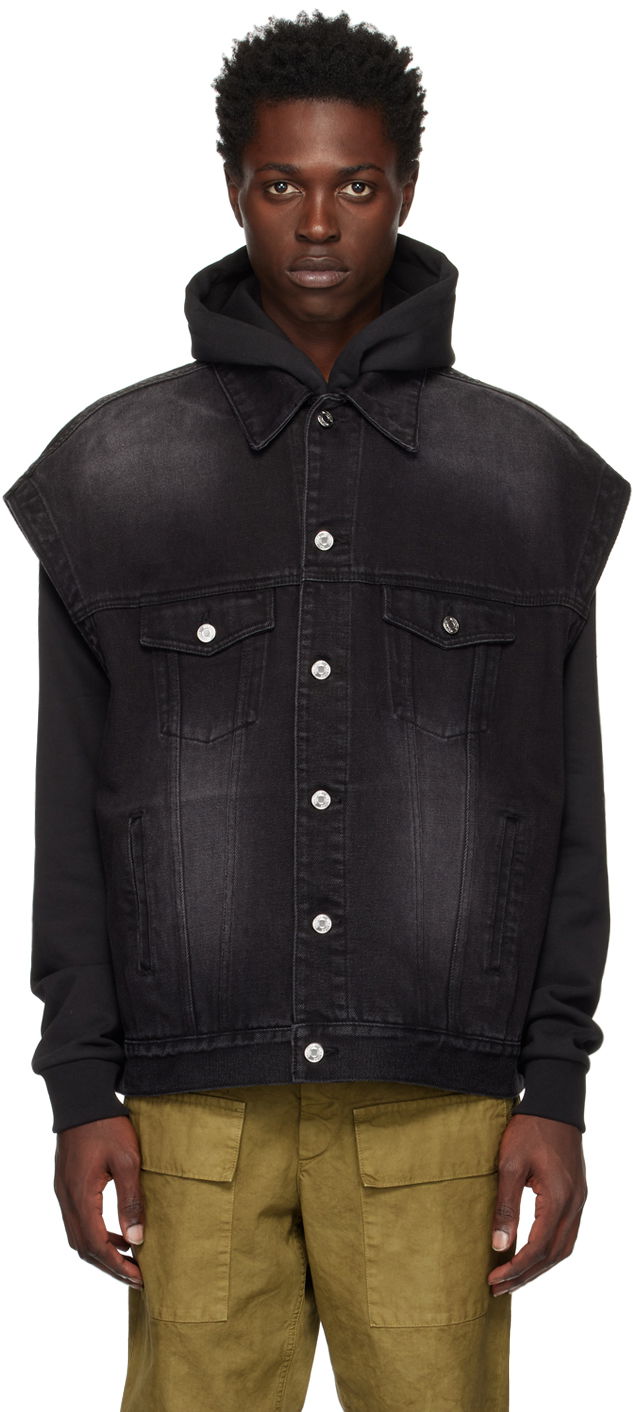 Liivi We11done We11done Oversized Trucker Denim Vest Musta | WD-DV3-22-385-U-BK