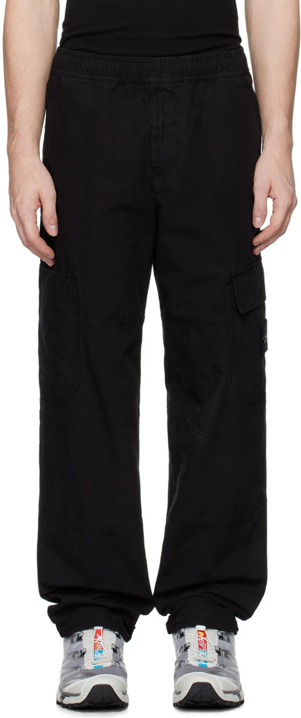 Cargo housut Stone Island Black Relaxed-Fit Cargo Pants Musta | 811532212