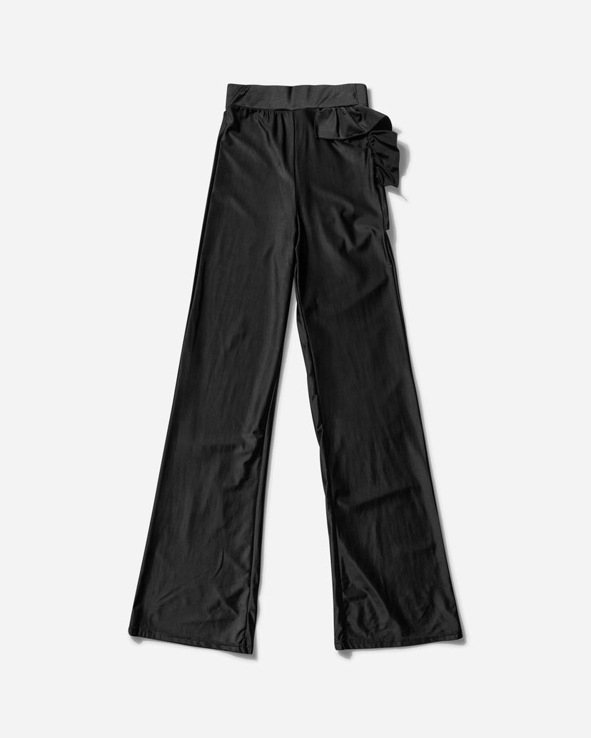 Housut OpéraSPORT Alice Wide-Leg Pants with Ruffle Detail Musta | SS25-A37 BLK