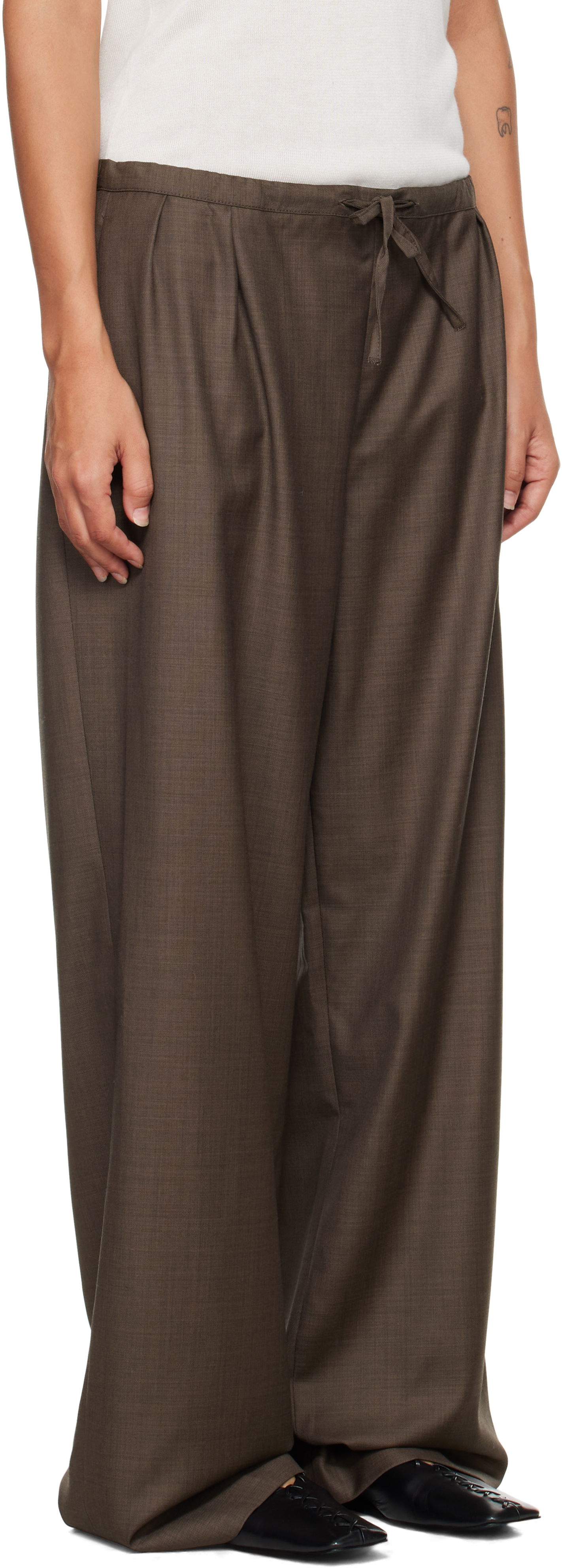Housut Loulou de Saison Loulou de Saison Cove Elastic Waisted Trousers Ruskea | COVE LDS, 1