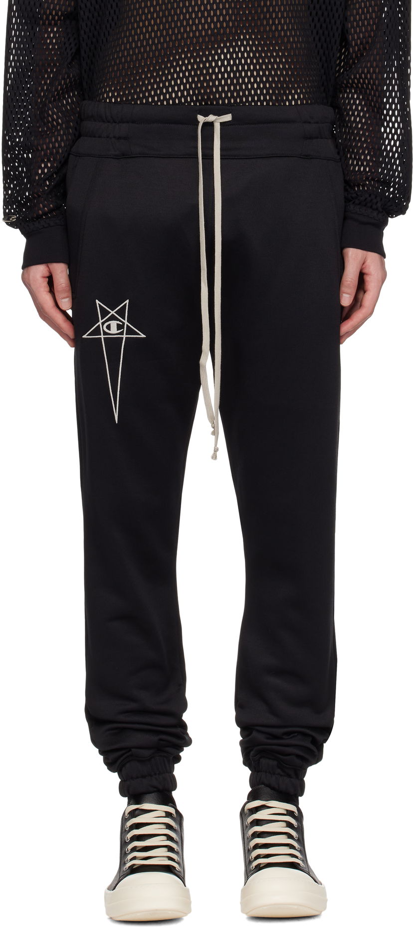 Verryttelyhousut Rick Owens Rick Owens Champion Edition Joggers Sweatpants Musta | CM01E1684 CHJS SHINY SWEAT JERSE