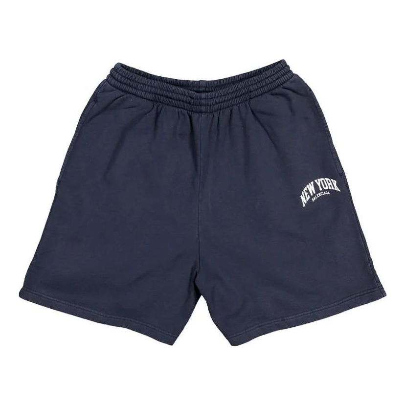 Shortsit Balenciaga Balenciaga Cities New York Cotton Sweat Shorts Sininen | 676137TLVM30396