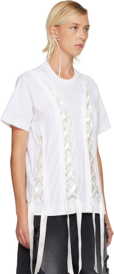 T-paita Simone Rocha Simone Rocha Unraveling Ribbon T-shirt Valkoinen | 5368 0553, 1
