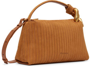 Olkalaukku JW Anderson The JWA Corner Pleated Suede Shoulder Bag with Sculptural Chain Handle Ruskea | HB0755-LA0375, 3