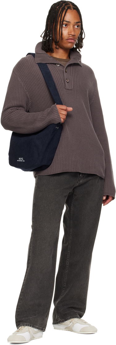 Olkalaukku A.P.C. A.P.C. Journal Small Corduroy Satchel Tummansininen | PSALI-M67010, 3