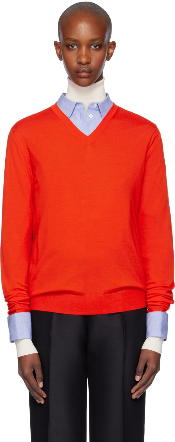 Villapaita The Row The Row Haius V-Neck Sweater Punainen | 8253-Y590