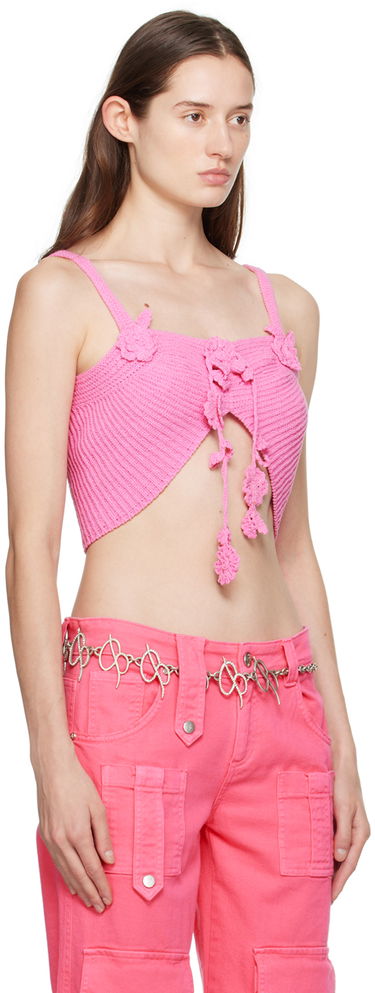 Tankkitoppi Blumarine Flower Lace-Up Camisole Beige | P422M417A, 4