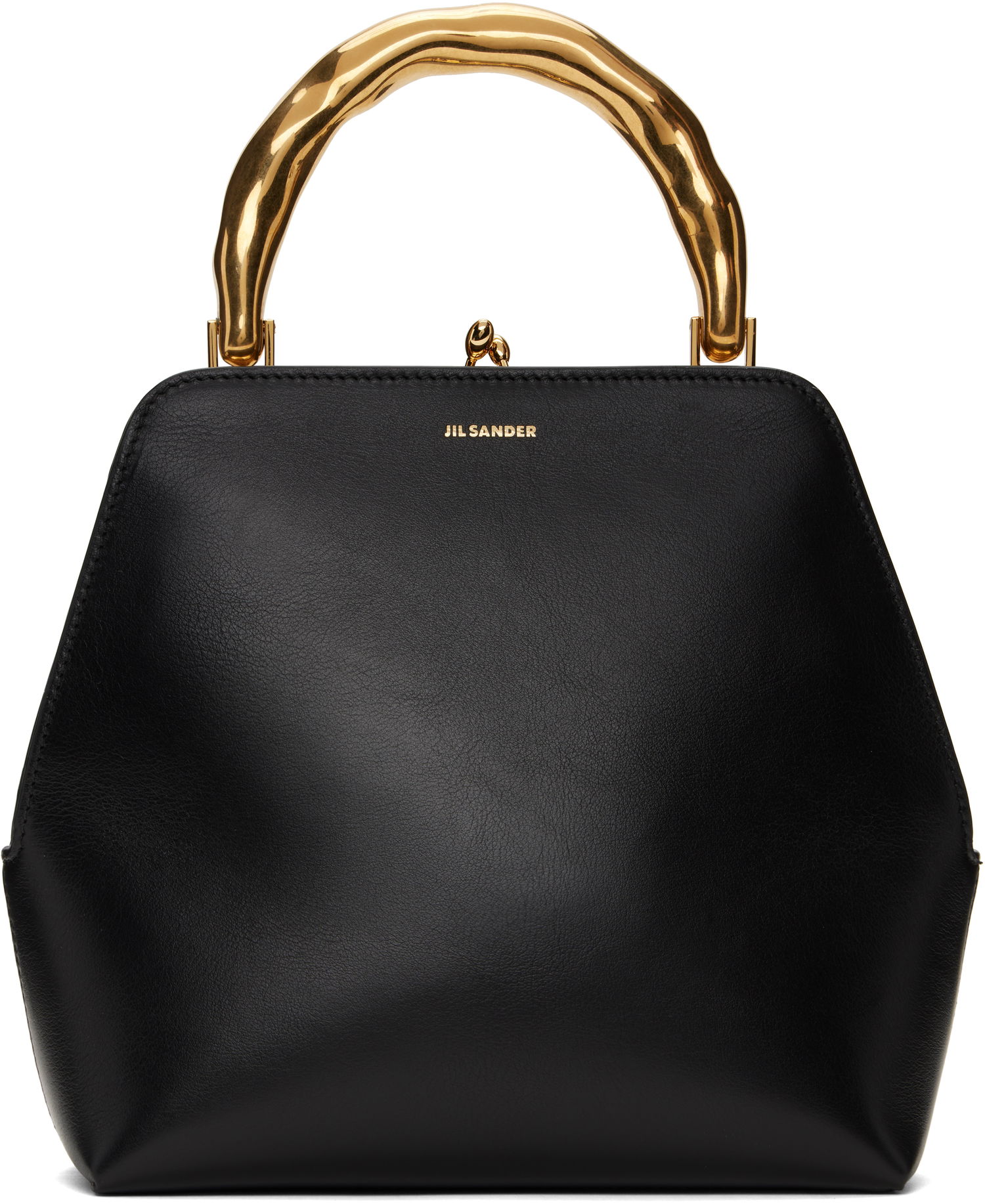 Käsilaukku Jil Sander Square Leather Bag With Gold Handle Musta | J08WD0126_P7190, 0