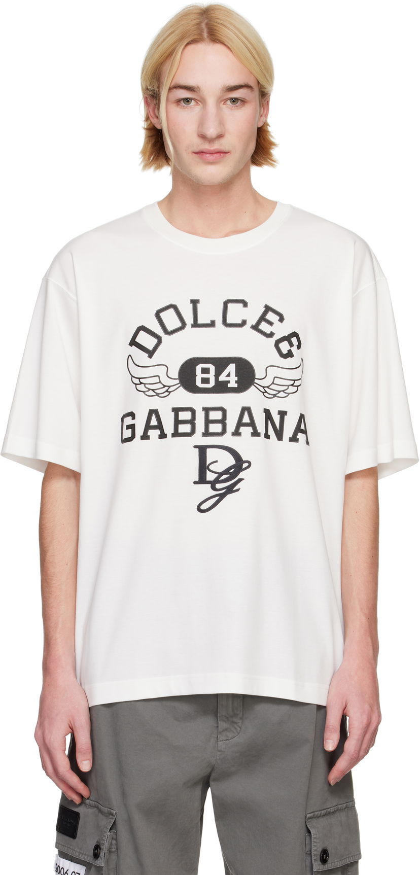 T-paita Dolce & Gabbana Round Neck T-Shirt with Graphic Print Valkoinen | G8PN9ZG7NSN