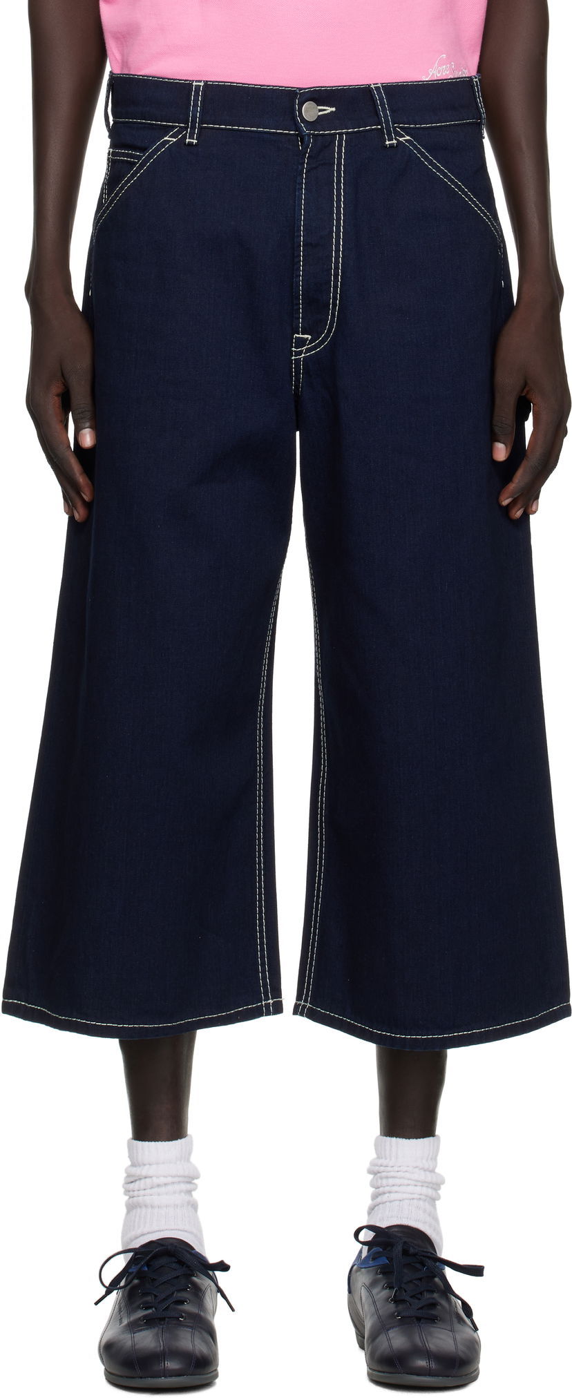 Shortsit Acne Studios Acne Studios Embroidered Denim Shorts Tummansininen | CE0072-