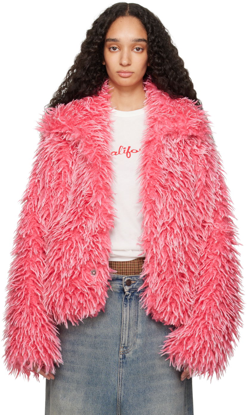 Takki ERL ERL Varsity Faux-Fur Jacket Vaaleanpunainen | ERL10J001