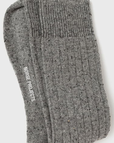 Sukat NORSE PROJECTS Bjarki Neps Wool Rib Sock Harmaa | N82-0008-1500, 1