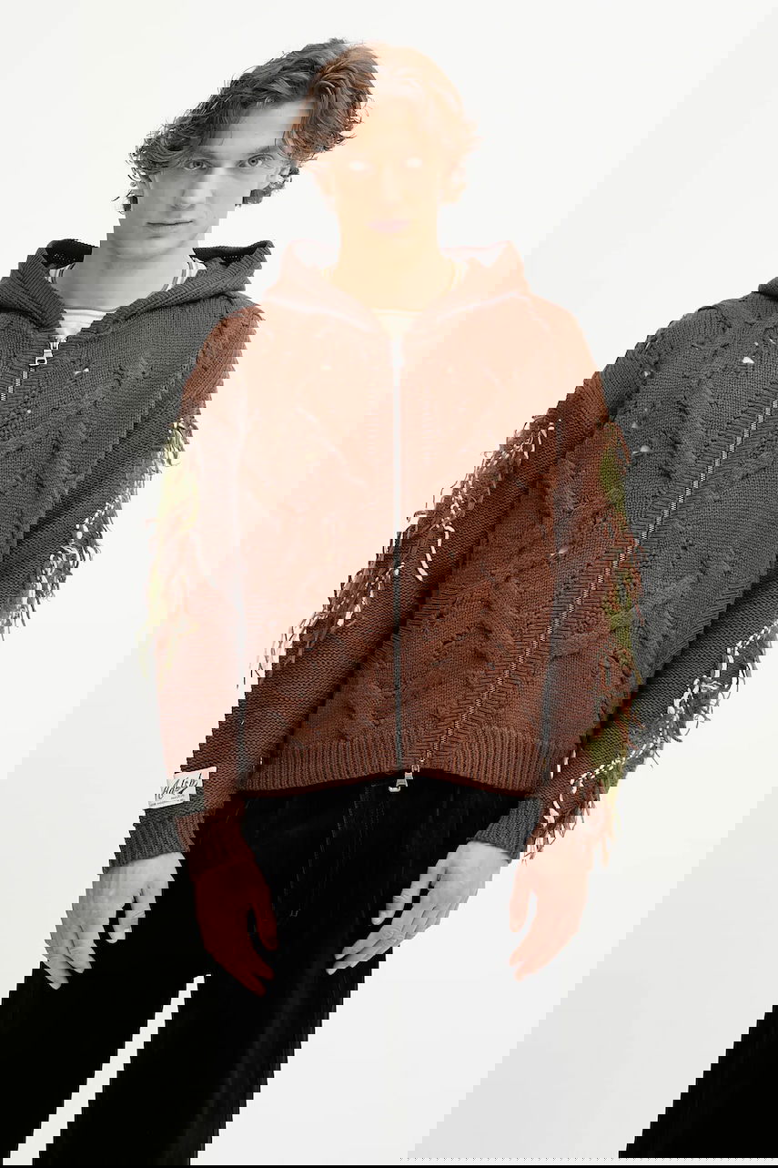 Villapaita Andersson Bell Andersson Bell Argyle Fisherman Hooded Zip-Up Cardigan Ruskea | atb1347u, 0