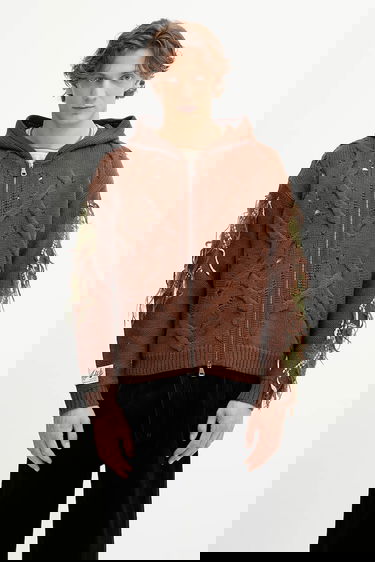 Villapaita Andersson Bell Andersson Bell Argyle Fisherman Hooded Zip-Up Cardigan Ruskea | atb1347u, 0