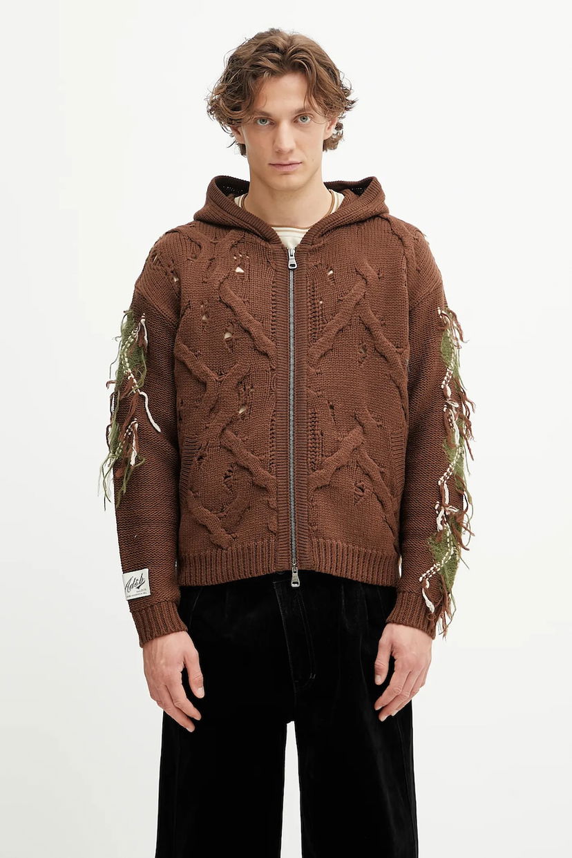 Villapaita Andersson Bell Andersson Bell Argyle Fisherman Hooded Zip-Up Cardigan Ruskea | atb1347u