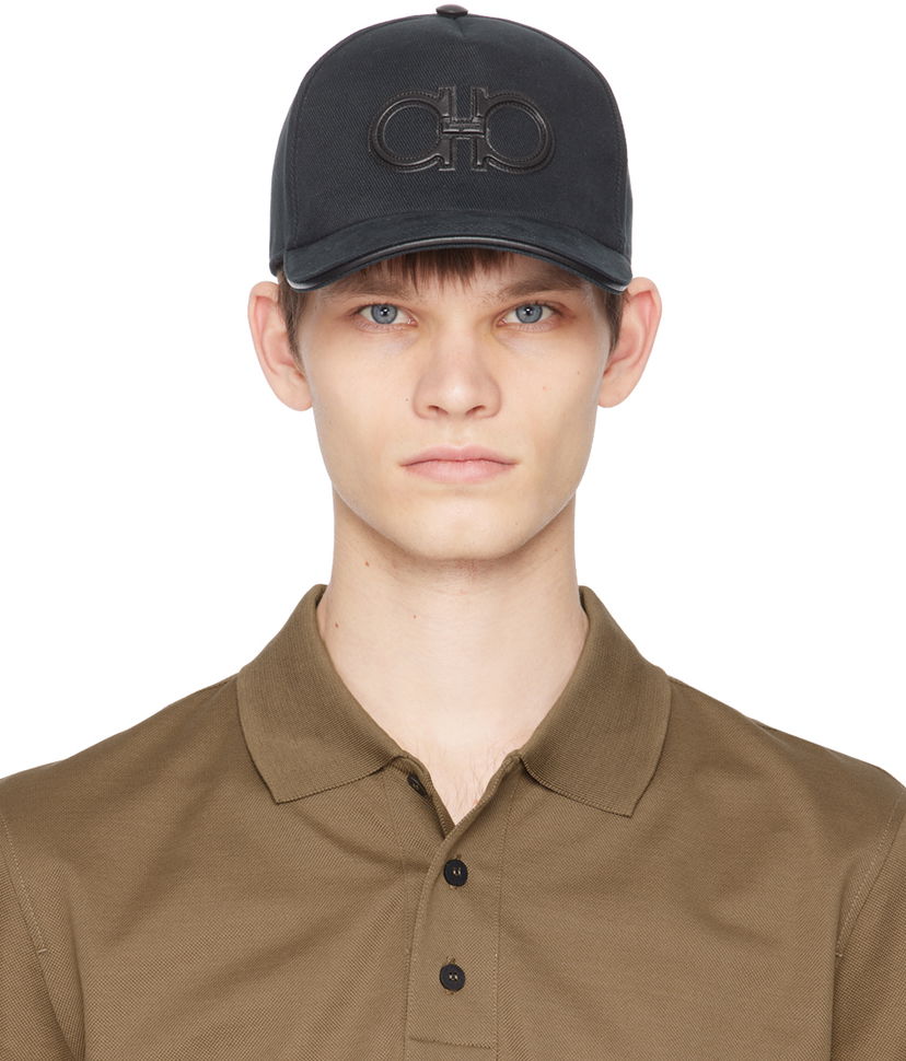 Korkki FERRAGAMO Baseball Cap with Embroidered Logo Musta | 736927